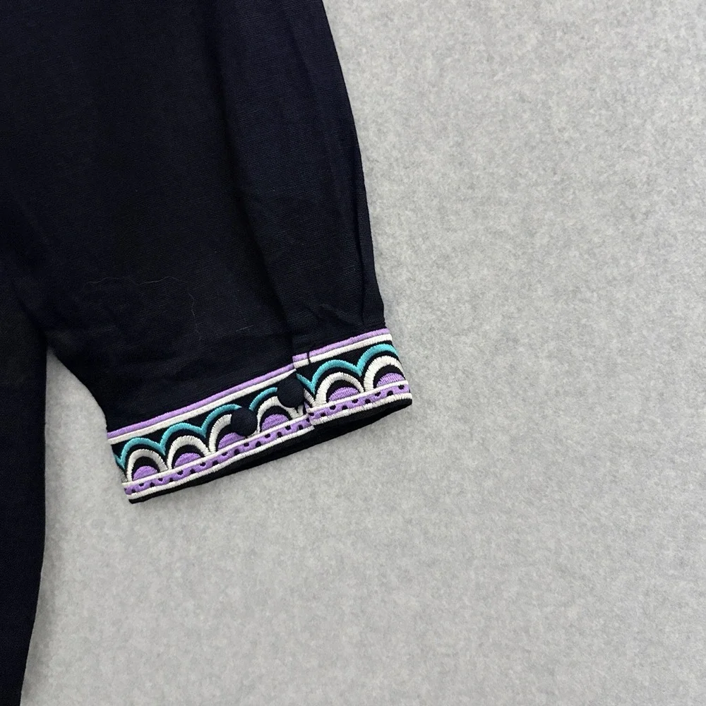 Bob Mackie Wearable Art Jacket Women's Sz 2X Black Embroidered Linen‎ Eclectic